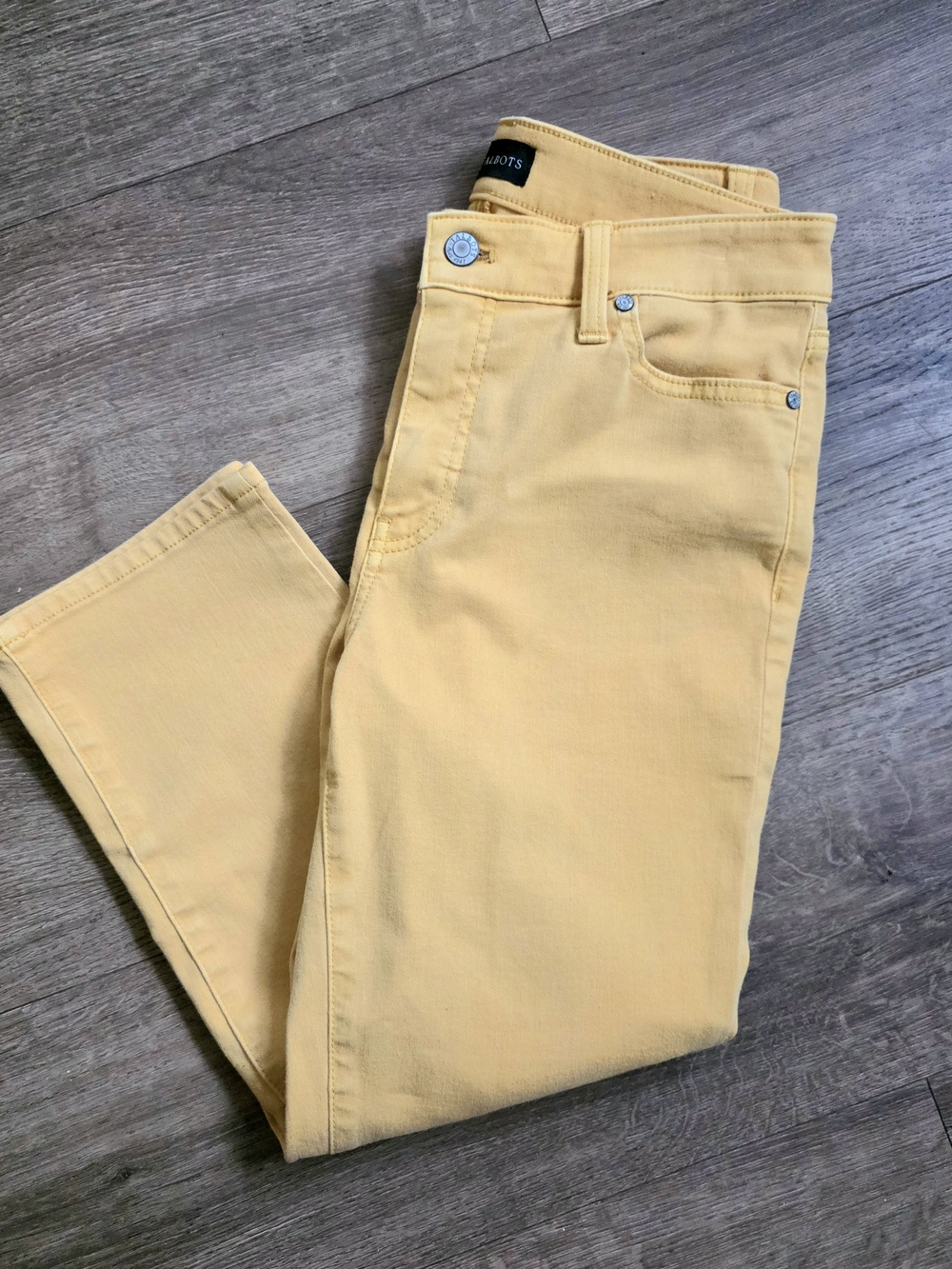 Talbots Women's Straight Leg Cropped Jean Golden Yellow Size 4 Petite